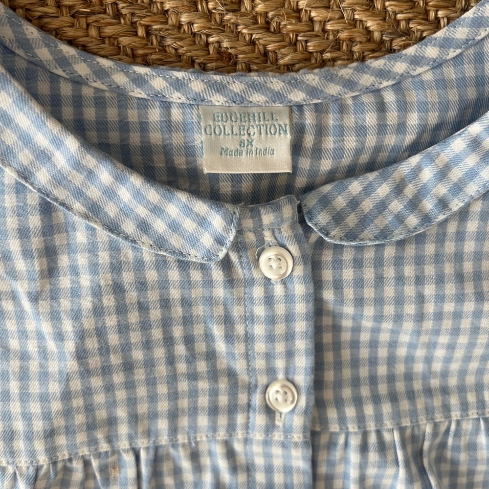 Edgehill Collection Blue Gingham Button-Front Blouse - Picture 2 of 2